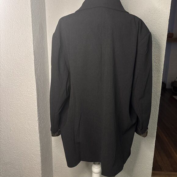 Andree By Unit Women’s Single Button Long Black Blazer Sequin Sleeve Size 2X - Picture 2 of 12